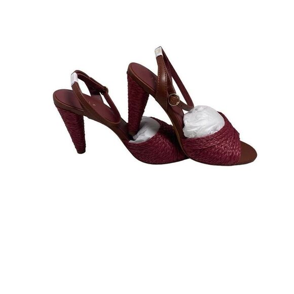 JOIE‎ Calan Women’s Open Toe Raffia Cone Shaped Heels Russet Brown Size 6.5 NEW - Picture 3 of 12